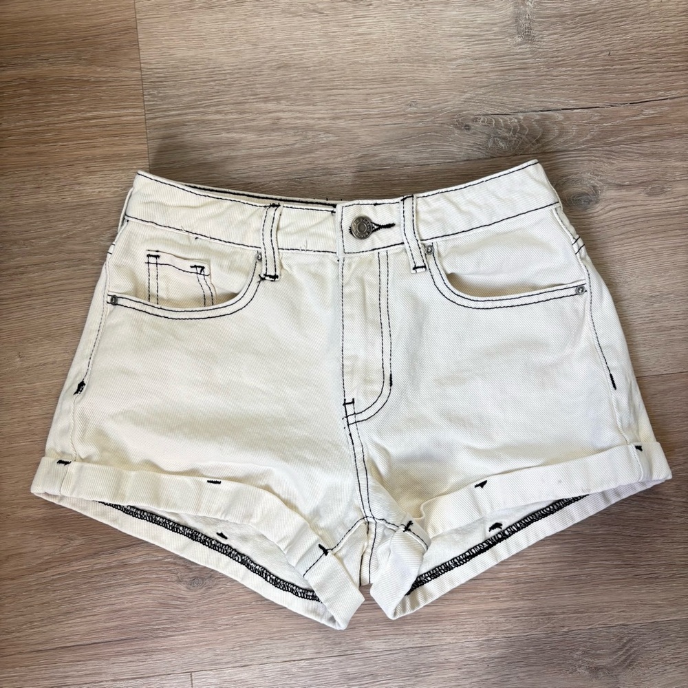 Denim Mom Shorts- White